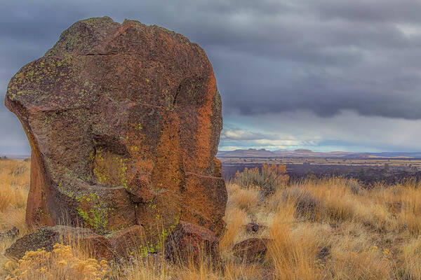 Landscape Poster featuring the photograph Big Rock at Lava Beds by Marc Crumpler