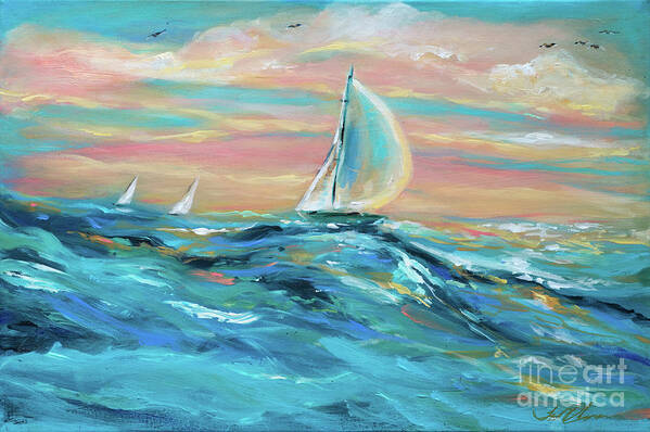 Sailing Poster featuring the painting Big Swell by Linda Olsen