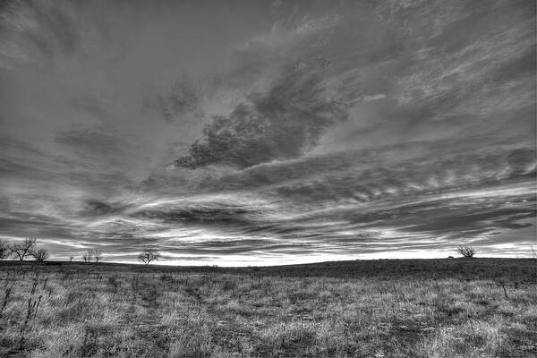 Sunrise Poster featuring the photograph Black and White Sunrise on the Plains by Tony Hake
