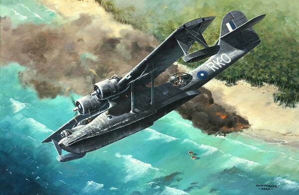 Aviation Art Poster featuring the painting 'Black Cat to the Rescue' by Colin Parker