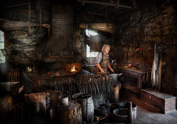 Hdr Poster featuring the photograph Blacksmith - This is my trade by Mike Savad