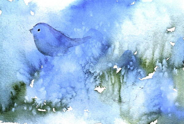 Watercolor Poster featuring the painting Bluebird by Anne Duke