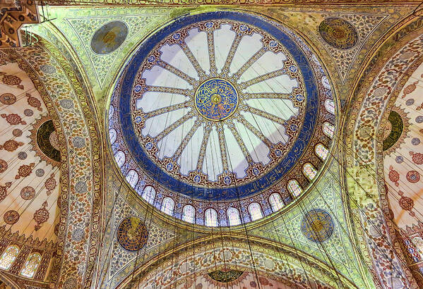 Blue Mosque Ceiling Poster featuring the photograph Blue Mosque Ceiling by Phyllis Taylor