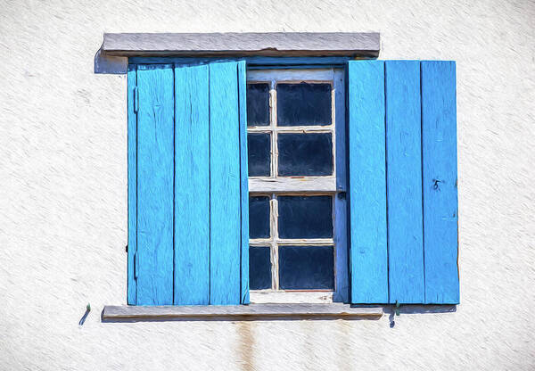 Window Poster featuring the painting Blue Shutters of Peniche by David Letts