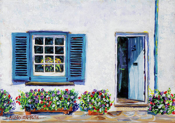 Acrylic Poster featuring the painting Blue Shutters, St Mawes by Seeables Visual Arts
