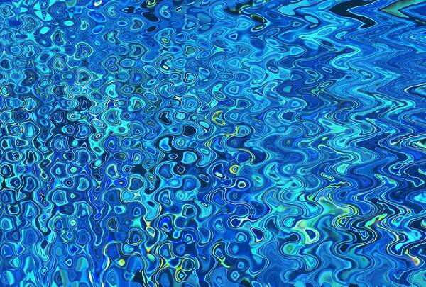 Linda Brody Poster featuring the digital art Blue Water Ripples II by Linda Brody