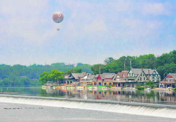Boathouse Poster featuring the photograph Boathouse Row and the Zoo Balloon in Philadelphia by Bill Cannon