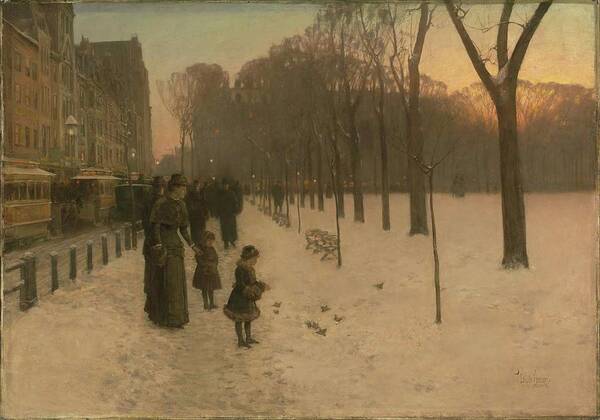 At Dusk (boston Common At Twilight) 1885�86 Childe Hassam (american Poster featuring the painting Boston Common at Twilight by Childe Hassam