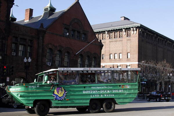 Boston Poster featuring the photograph Boston Duck Tour Bus by Valerie Collins