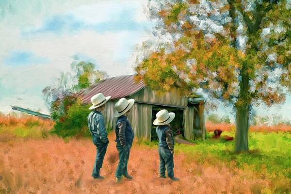 Three Little Amish Boys Poster featuring the photograph Boys on the Farm by Mary Timman