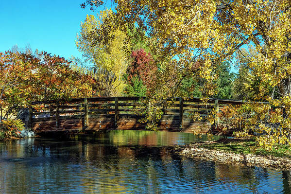 Fall Poster featuring the photograph Bridge in Fall Colors by Dawn Key