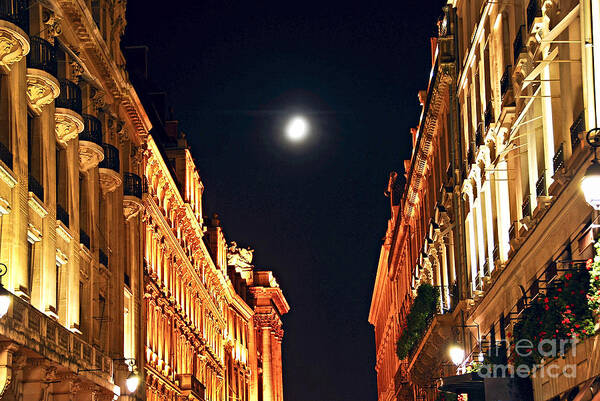 Architecture Poster featuring the photograph Bright moon in Paris 2 by Elena Elisseeva