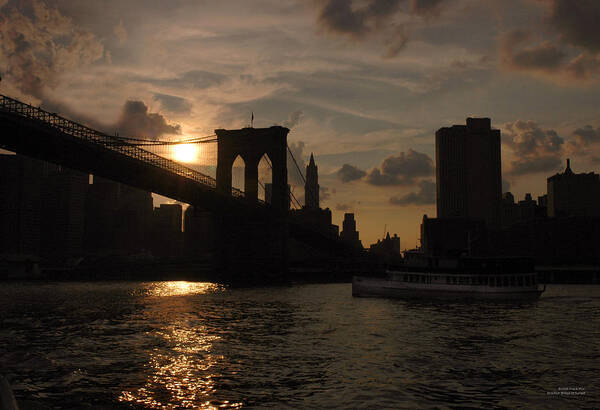 Brooklyn Bridge Poster featuring the photograph Brooklyn Bridge - Sunset by Frank Mari