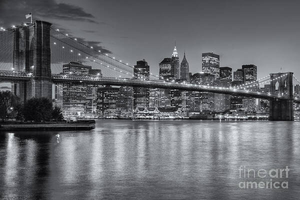 Clarence Holmes Poster featuring the photograph Brooklyn Bridge Twilight II by Clarence Holmes