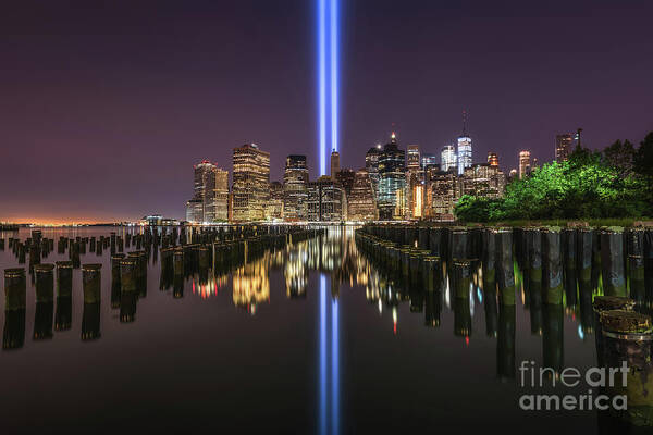 Nyc Poster featuring the photograph Brooklyn Sticks Tribute In Light by Michael Ver Sprill