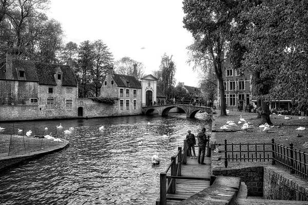 Belgium Poster featuring the photograph Bruges BW3 by Ingrid Dendievel