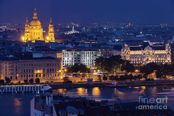 Budapest Poster featuring the photograph Budapest at Night by Bob Phillips