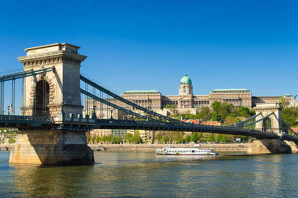 Budapest Poster featuring the photograph Budapest Chain bridge and Buda Palace by Matthias Hauser
