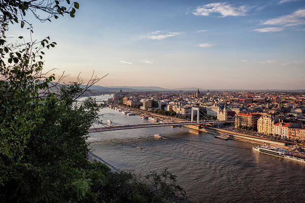 Budapest Poster featuring the photograph Budapest City and Danube River at Sunset by Artur Bogacki