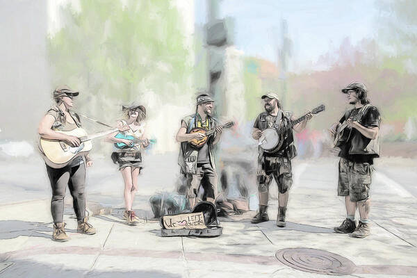 Buskers Poster featuring the photograph Busker Quintet by John Haldane