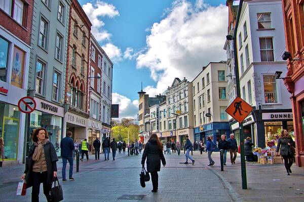 Grafton Street Poster featuring the photograph Busy Grafton Street in Dublin by Marisa Geraghty Photography
