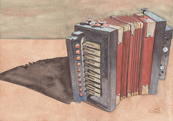 Button Poster featuring the painting Button Accordion by Ken Powers