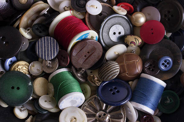 Thread Poster featuring the photograph Buttons And Bobbins by Mike Eingle