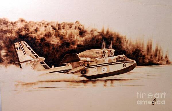 Canadair Poster featuring the pyrography Canadair by Ilaria Andreucci
