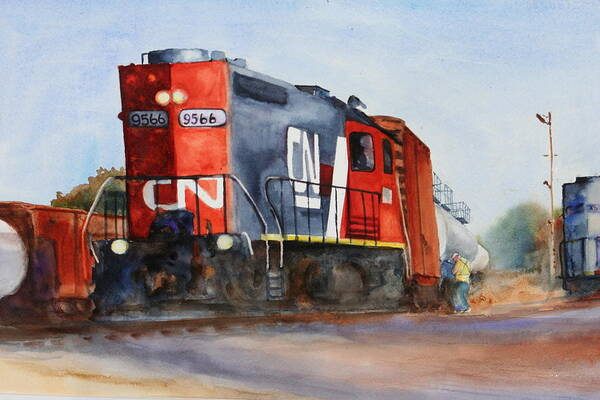 Trains Poster featuring the painting Canadian National engine by Bobby Walters