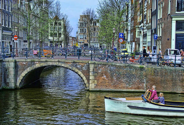 Amsterdam Canal Traffic Poster featuring the photograph Amsterdam Canal Scene 3 by Allen Beatty