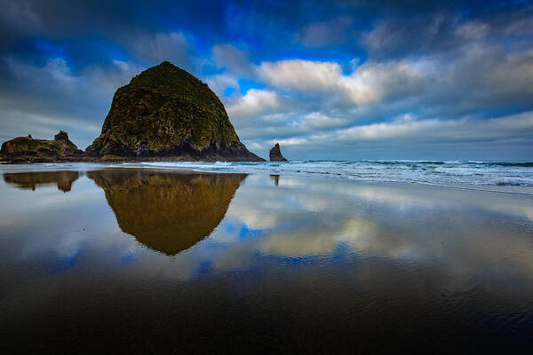 Haystack Rock Poster featuring the photograph Cannon Beach Reflections by Rick Berk
