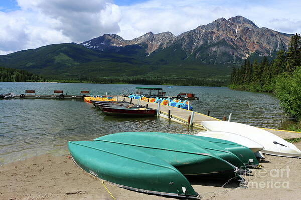 Canada Poster featuring the photograph Canoes At Pyramid Lake by Christiane Schulze Art And Photography