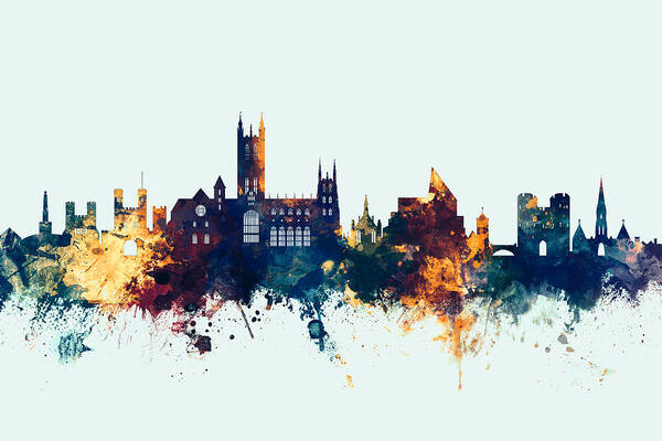 City Poster featuring the digital art Canterbury England Skyline by Michael Tompsett