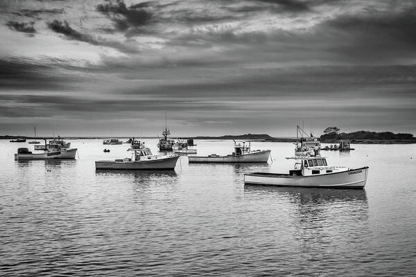 Cape Porpoise Poster featuring the photograph Cape Porpoise Harbor in Black and White by Rick Berk