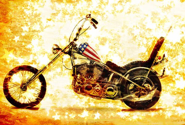 Easy Rider Poster featuring the mixed media Captain America by Russell Pierce