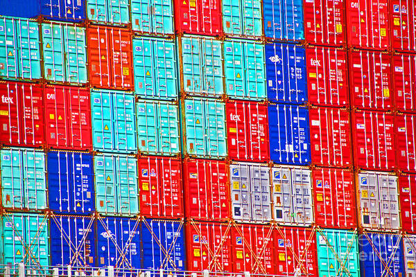 Cargo Poster featuring the photograph Cargo Containers Red White and Blue by David Frederick