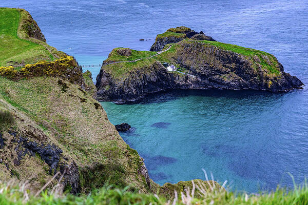 Carrick-a-rede Rope Bridge Poster featuring the photograph Carrick-a-Rede Rope Bridge - Ballintoy Ireland by Jon Berghoff