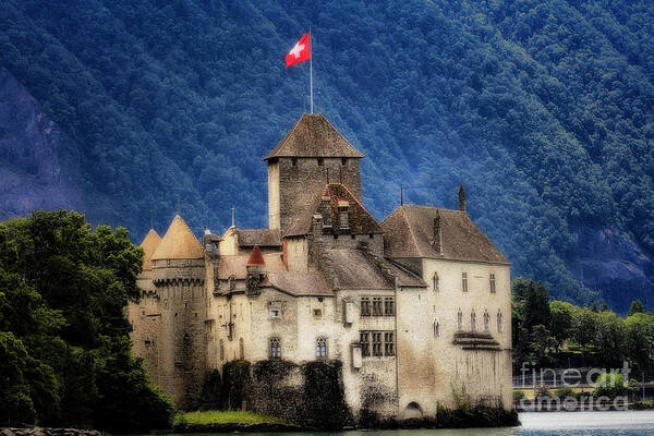 Alpine Region Poster featuring the photograph Castle on Lake Geneva by George Oze