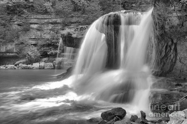 Cataract Falls Poster featuring the photograph Cataract Falls Large Cascades Black And White by Adam Jewell