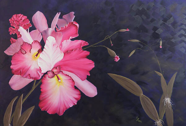 Orchid Poster featuring the painting Cattleya by Stephen Daddona