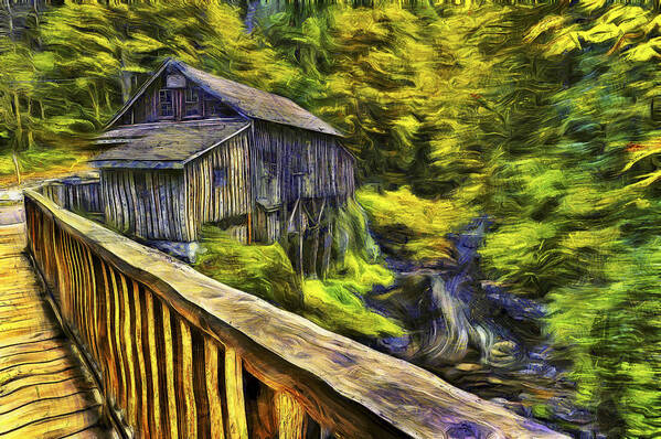 October Poster featuring the photograph Cedar Creek Grist Mill Van Gogh by Mark Kiver