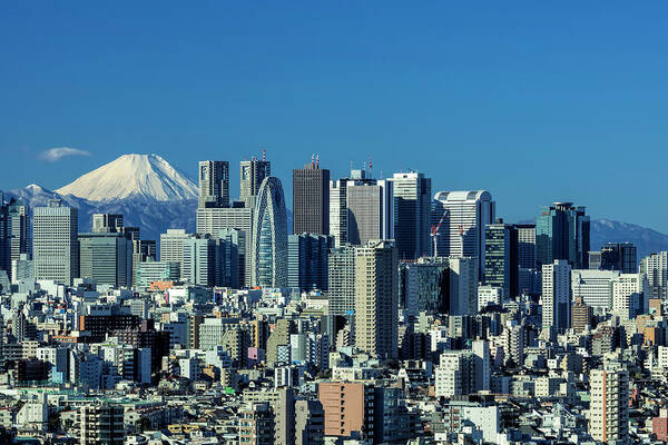 Mt. Fuji Poster featuring the photograph Central Tokyo and Mt. Fuji by Ponte Ryuurui