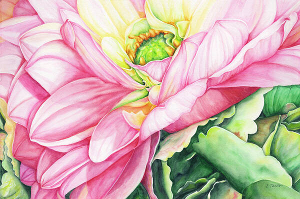 Dahlia Watercolor Poster featuring the painting Chelsea's Bouquet 2 by Lori Taylor