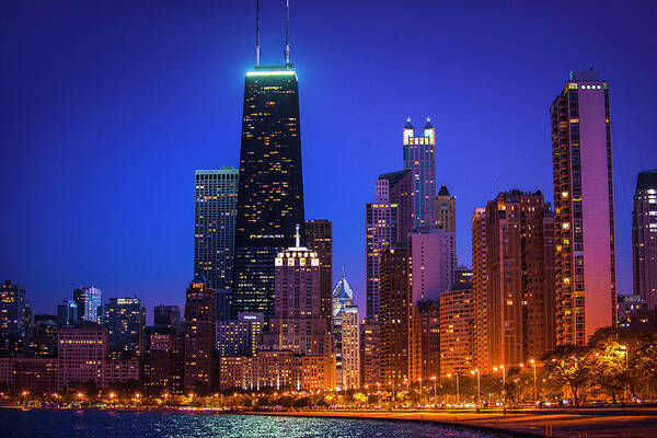 Chicago Waterfront Poster featuring the photograph Chicago Shoreline Skyscrapers by Judith Barath