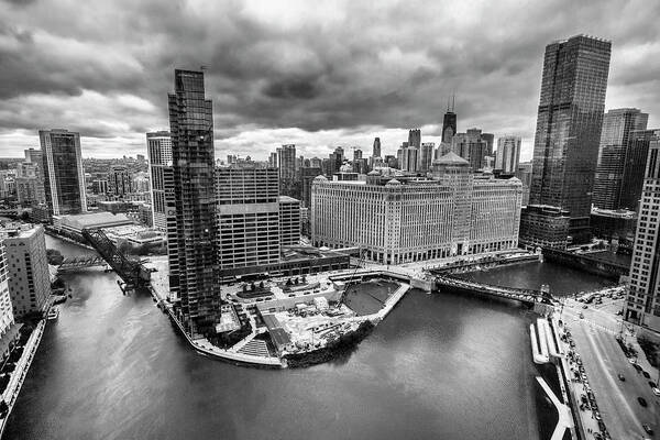 Chicago Poster featuring the photograph Chicago's wolf point from the 27th floor by Sven Brogren