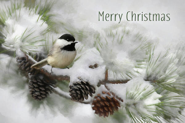 Christmas Poster featuring the photograph Christmas Chickadee by Lori Deiter