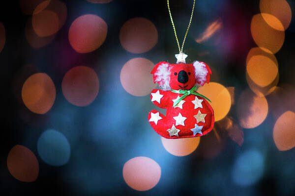 Christmas Poster featuring the photograph Christmas Tree Decoration with Bokeh by Anita Nicholson
