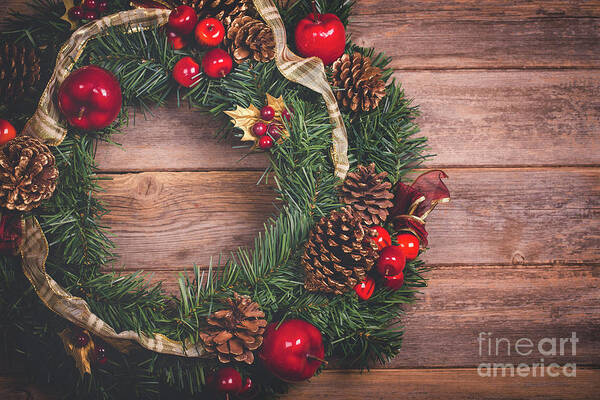 Authentic Poster featuring the photograph Christmas wreath by Jane Rix