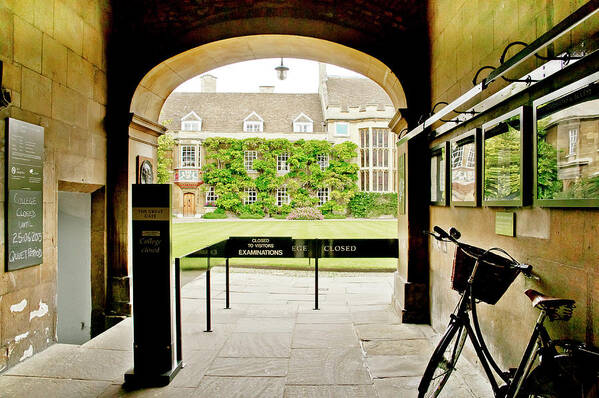 Christ's College Poster featuring the photograph Christ's College closed for exam time. Cambridge. by Elena Perelman