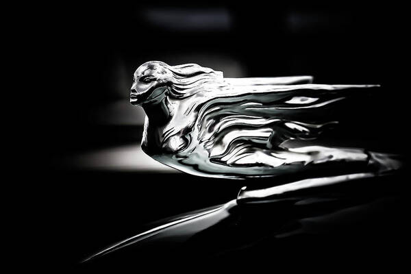 Hood Ornament Poster featuring the photograph Chrome Hood Ornament by Athena Mckinzie